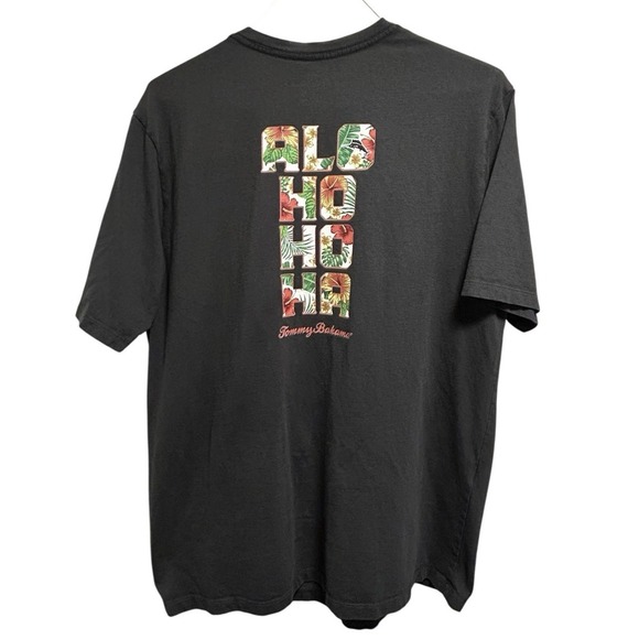 Tommy Bahama Mens Short Sleeve T Shirt X-Large Aloha Alohohoha Black Shirt - Picture 3 of 5